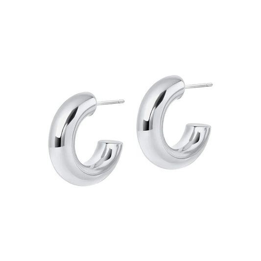 Plastic Silver Chubby Hoop Earrings