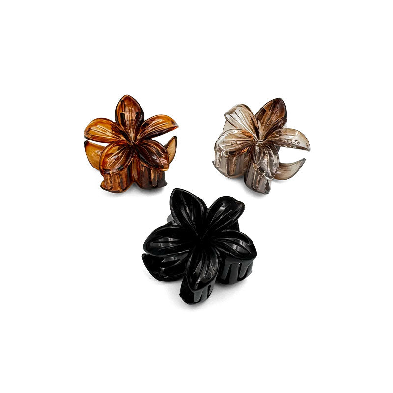 Set of 3 Mini Shiny Flower Hair Claws