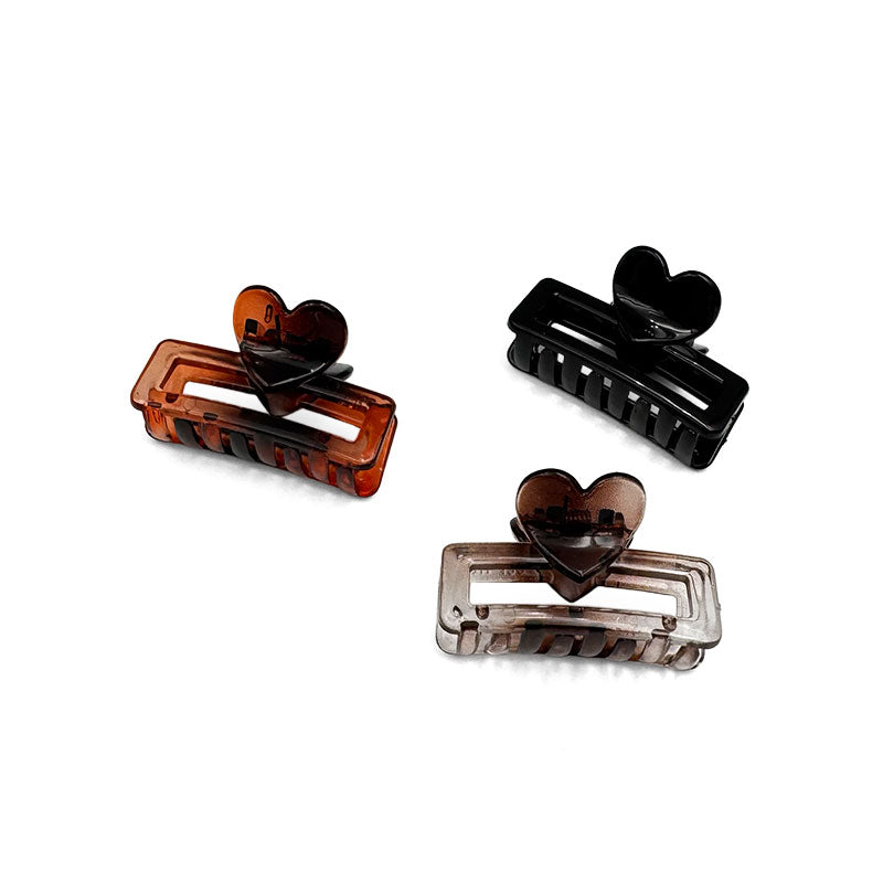Set of 3 Mini Shiny Heart Hair Claws