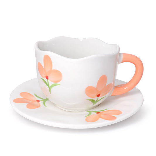 Floral Mug & Saucer Set