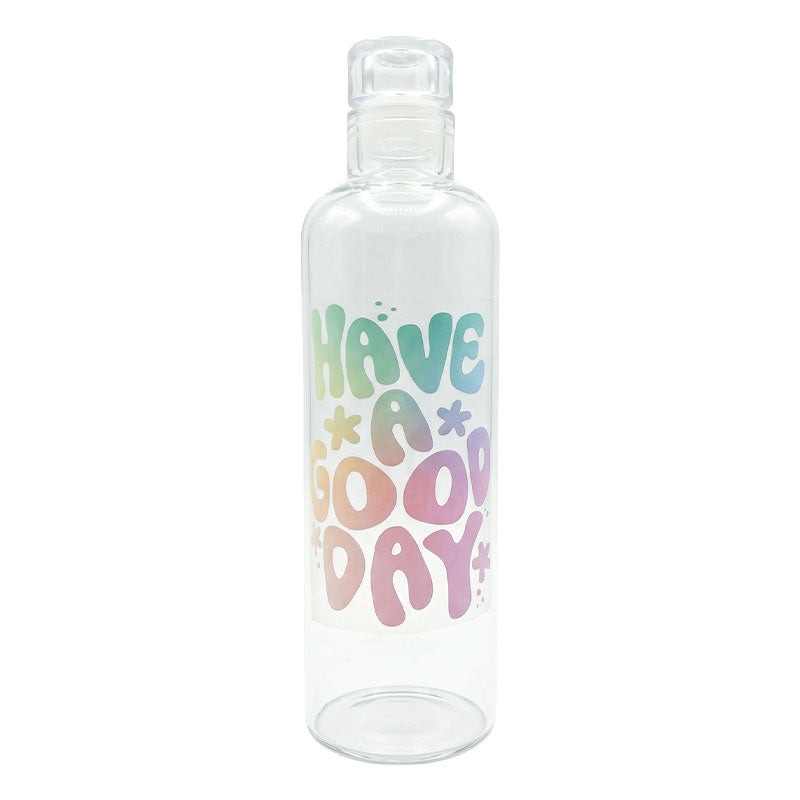 Glass Water Bottle with Positive Quote