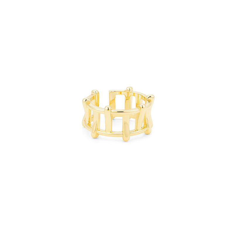 Adjustable Gold Geometric Link Ring – Design by Korea – Durable Material Ring
