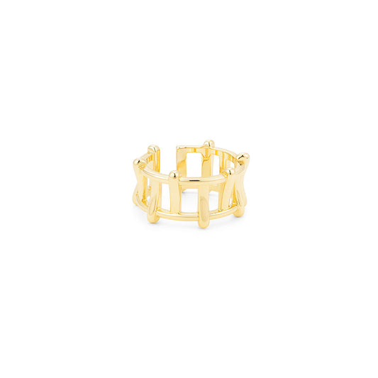 Adjustable Gold Geometric Link Ring – Design by Korea – Durable Material Ring