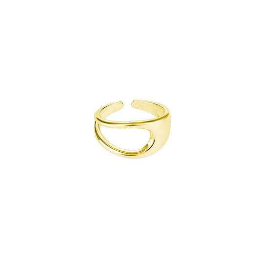 Adjustable Gold Minimal Open Curve Ring – Design by Korea – Durable Material Ring