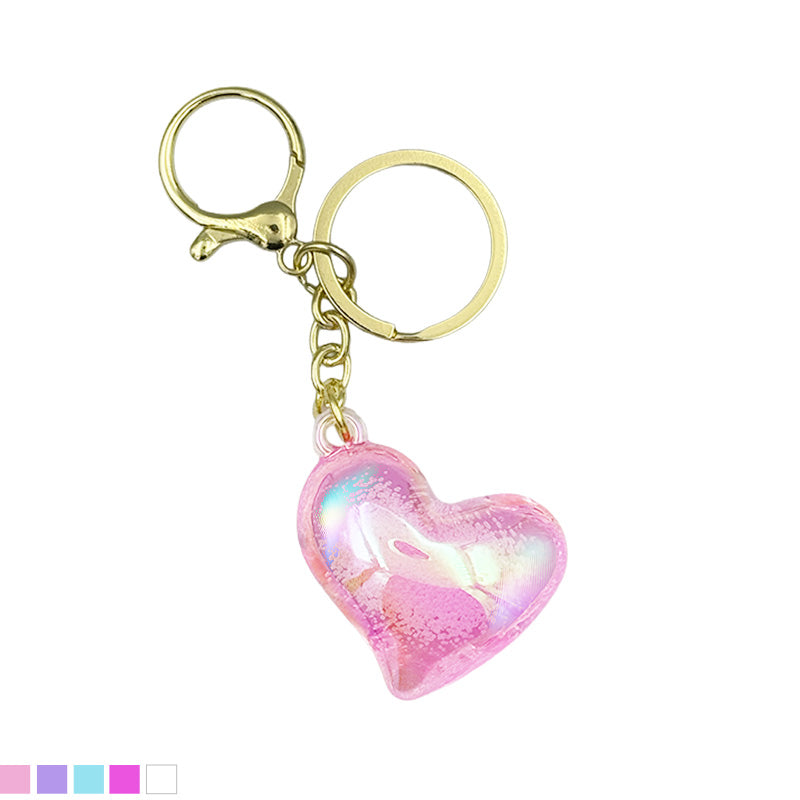Holographic Heart Charm Keychain