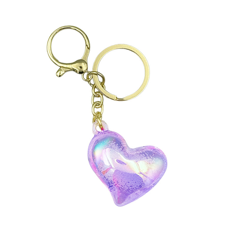 Holographic Heart Charm Keychain