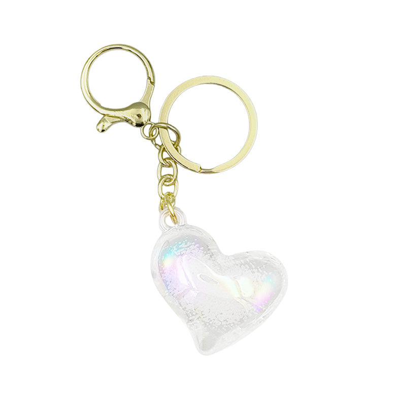 Holographic Heart Charm Keychain