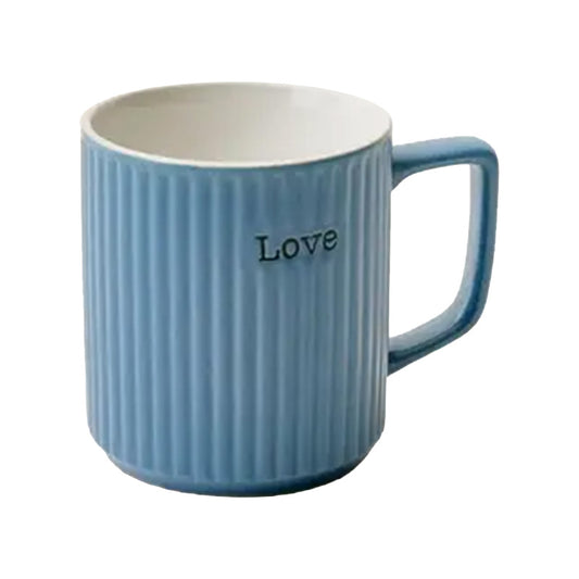 Ribbed Ceramic Mug with Text Detail