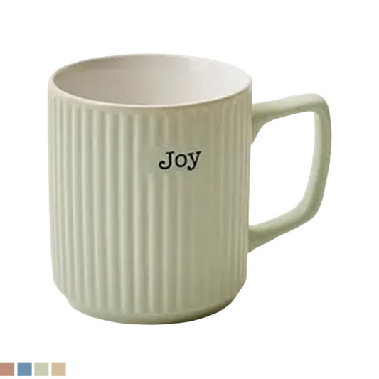 Ribbed Ceramic Mug with Text Detail
