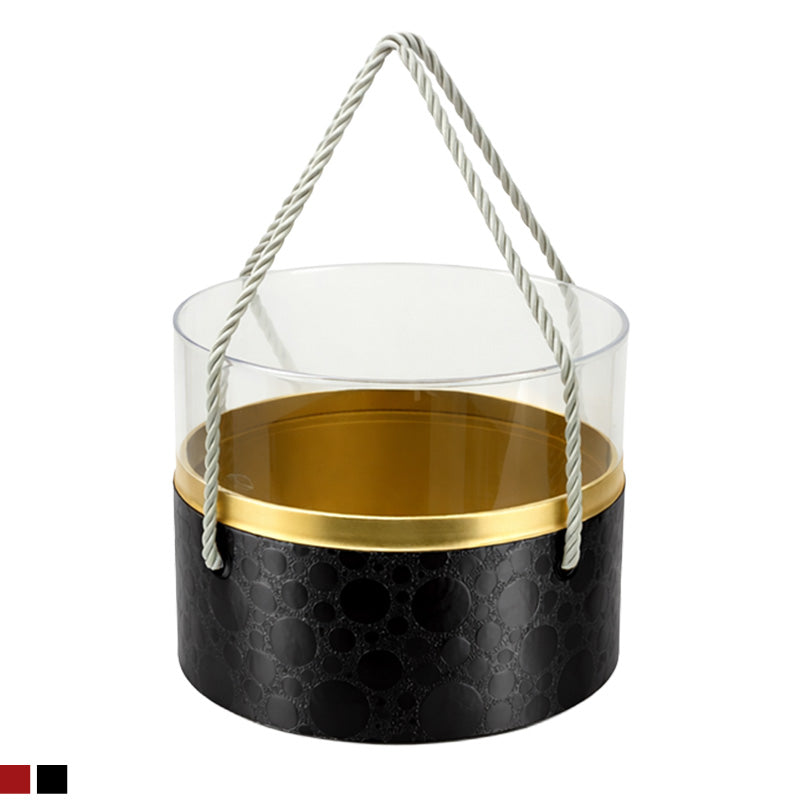 Round Gift Box with Rope Handle and Clear Lid - 3 sizes