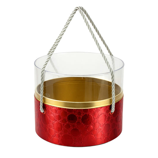 Round Gift Box with Rope Handle and Clear Lid - 3 sizes